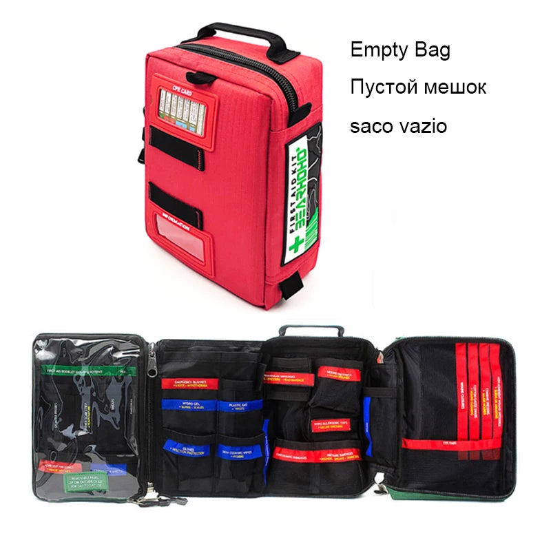 255pcs/Empty First Aid kit Emergency Survival kit Medical Bag with Storage Lable for Hiking Camping Hunting Travel Wound Bag