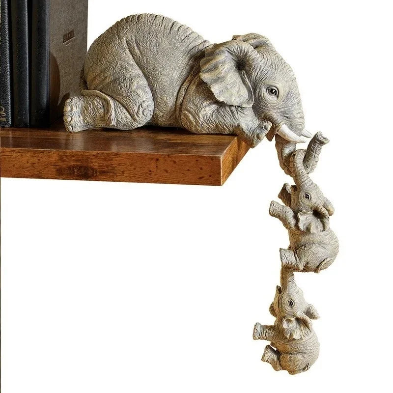 3Pcs/Set Cute Elephant Figurines Home Decor Creative Crafts Elephant Holding Baby Elephant Resin Home Furnishing Gift Decor