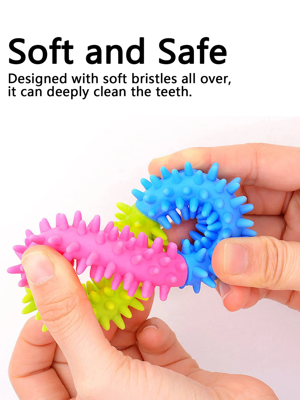 2 Pet Dog Toys: Bite-Resistant Bell Ball & Tri-Color Molar Ring, Soft Rubber for Teeth Grinding & Chewing