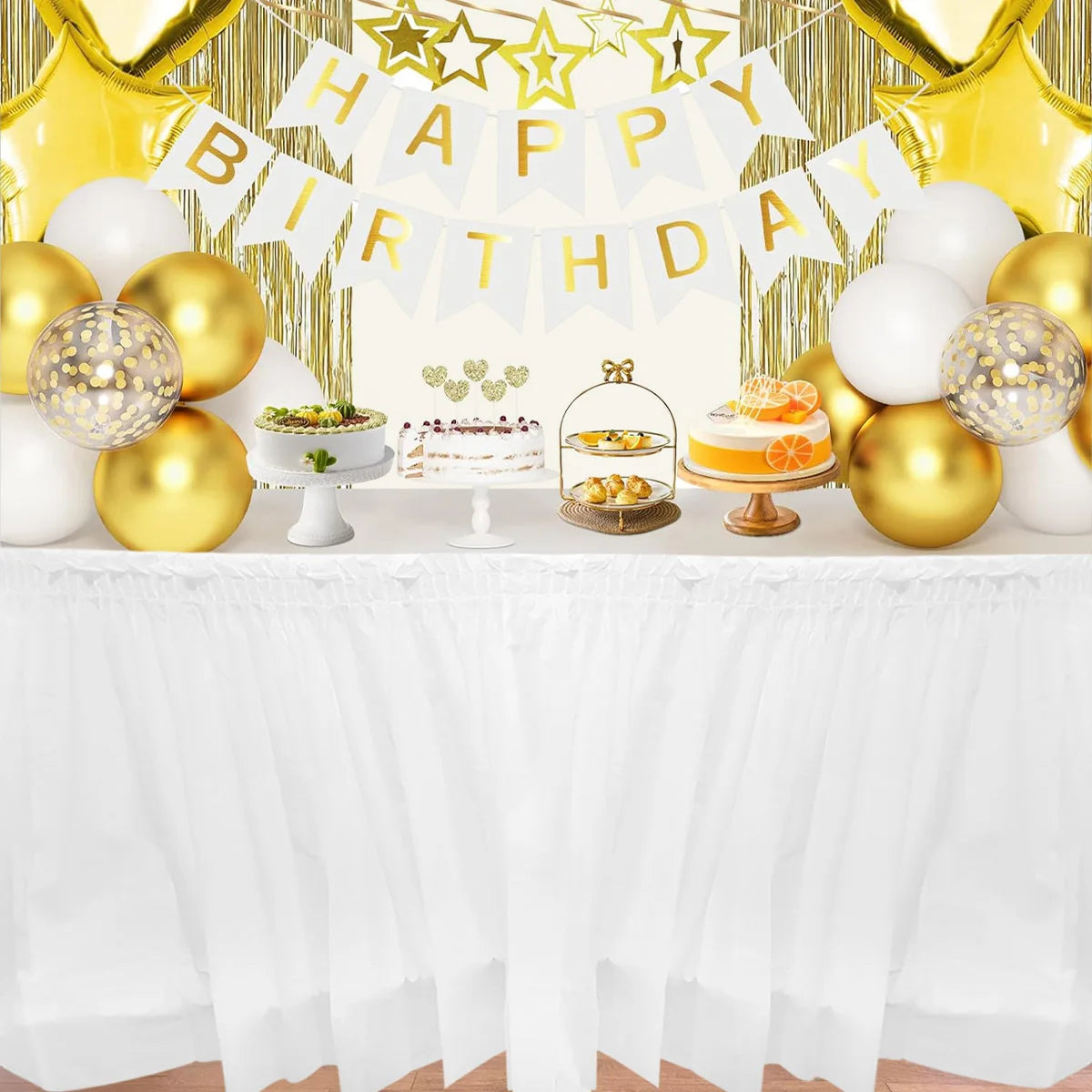 2pcs/pack Plain Disposable Table Skirt, PE Rectangle Tablecloth And Skirt Decoration For Wedding Birthday Party Supplies