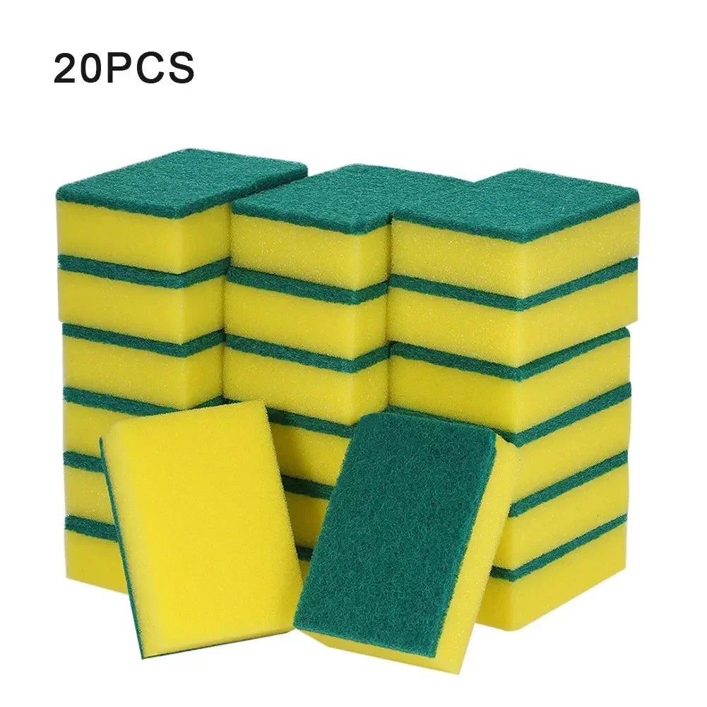 20Pcs Double-Sided Scouring Pads Kitchen Sponge Dishwashing Scrub Pads for Pot Bowl Home Cleaning Tools