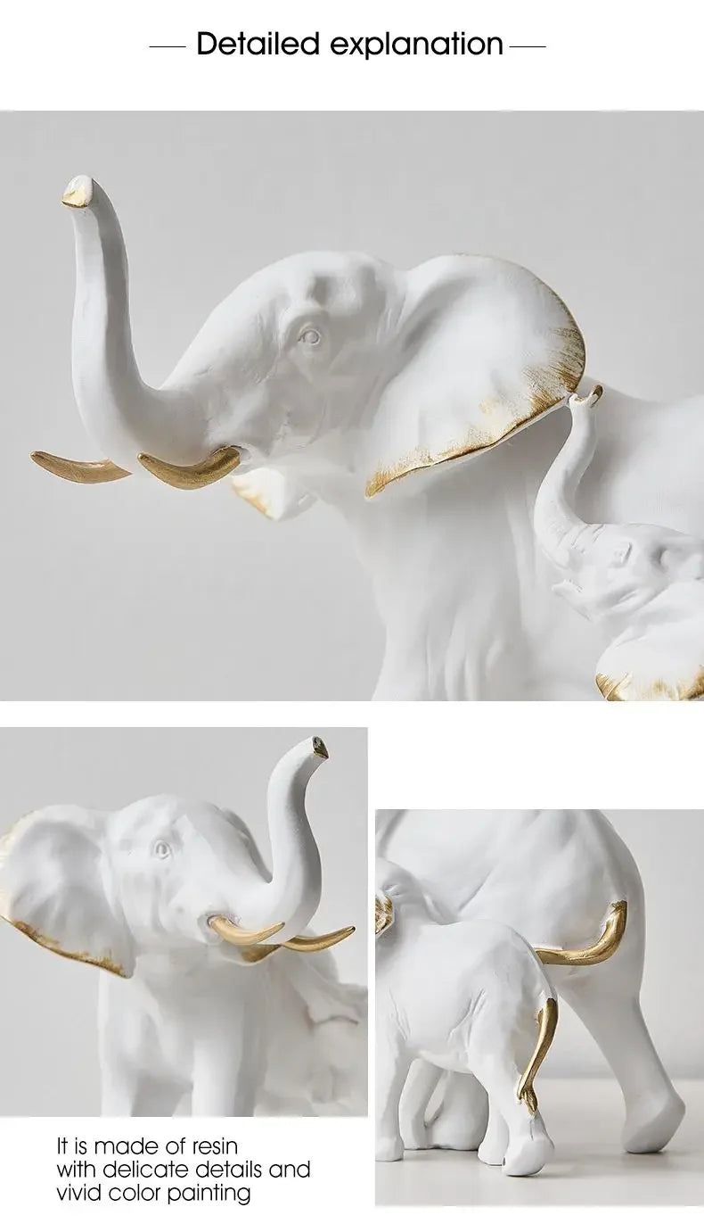 1pairs Creative Modern Decor Animal Resin Elephant Statues & Figurines Sculpture Living Room Table Ornaments Crafts
