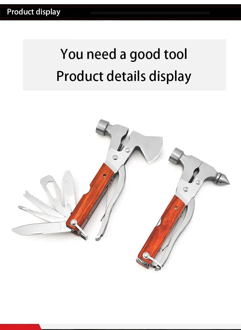 Outdoor multifunctional axe portable car tools camping tent hammer home camping emergency life-saving hammer axe hammer