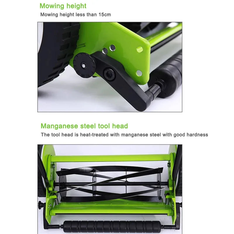 16" Four Wheels Multifunction Lawn Mower Hand Push Pruning Machine Garden Trimming Equipment Small Gardening Tools & Accesorries
