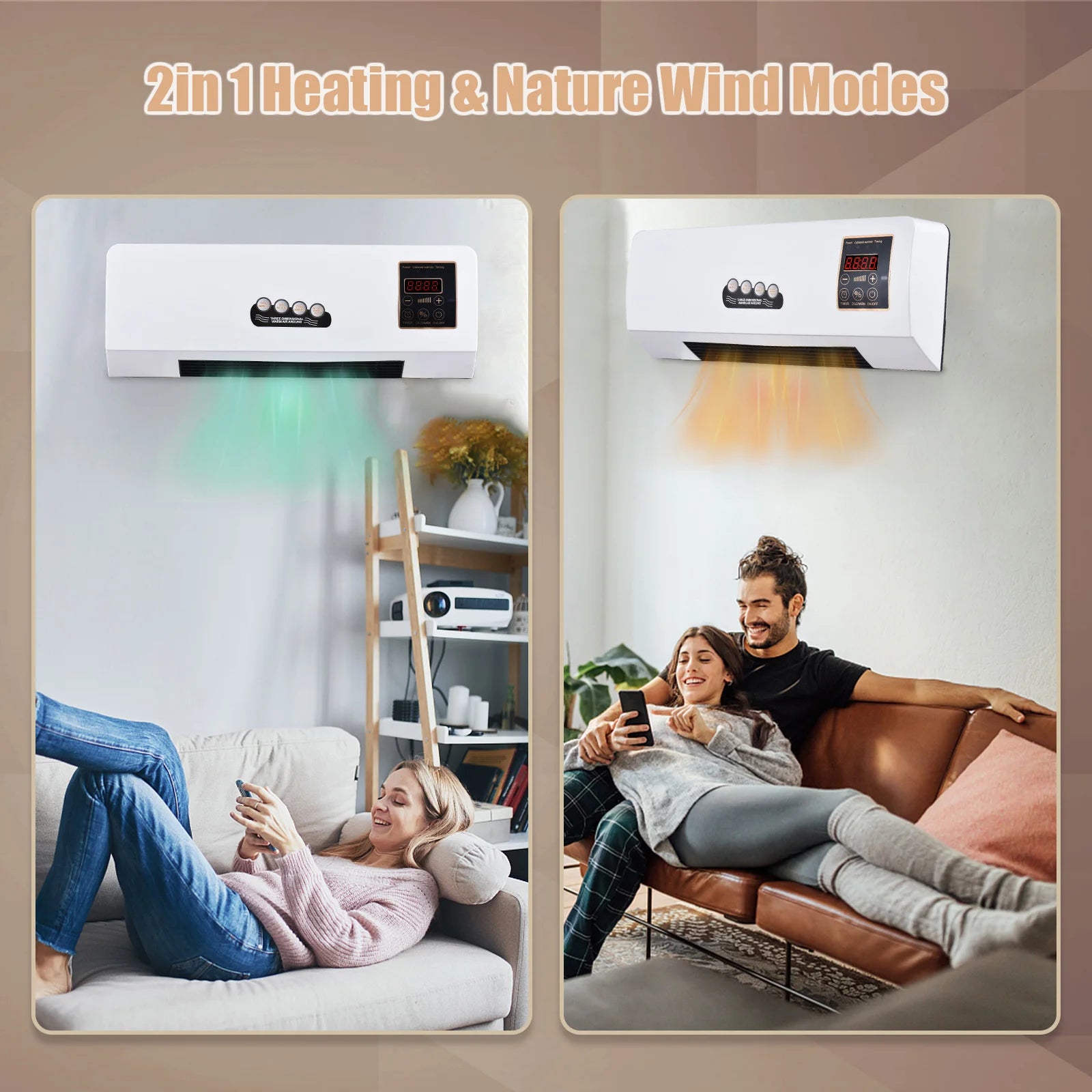 2 in 1 Portable Air Conditioner Electric Heater for Room Heating Cooling Fan with Remote Control and Timing Function Simple A/C