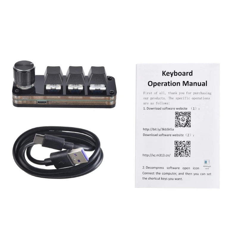 3/5/8/9/10/14/16 Keys Programmable Keyboard Multifunctional USB Mechanical Keyboard One Hand Macro Mechanical Keyboard with Knob