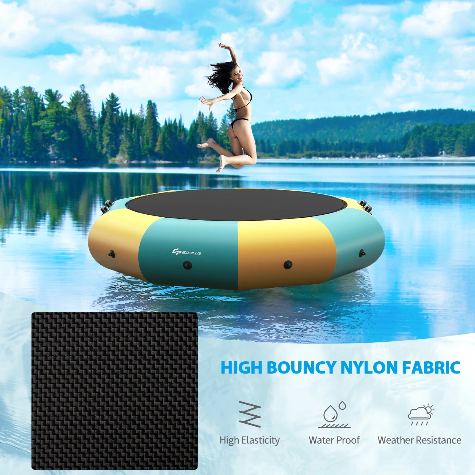 10FT Inflatable Water Bouncer Splash Padded Water Trampoline