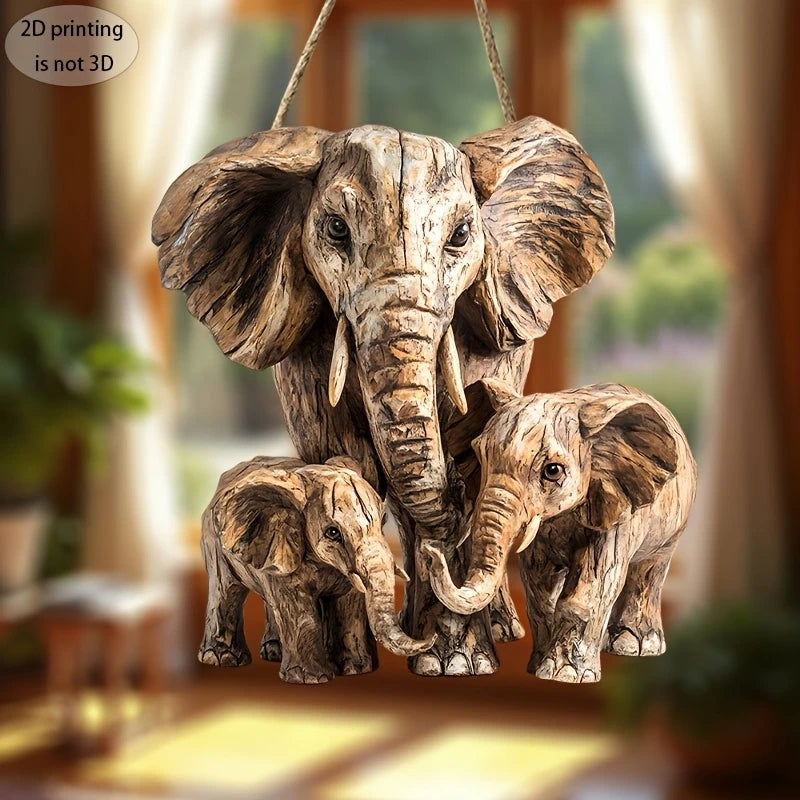 2D Flat Printing Large-scale Wooden Art Elephant Head Flat Home Decoration Wall Decor Festival Wall hanging Retro Items