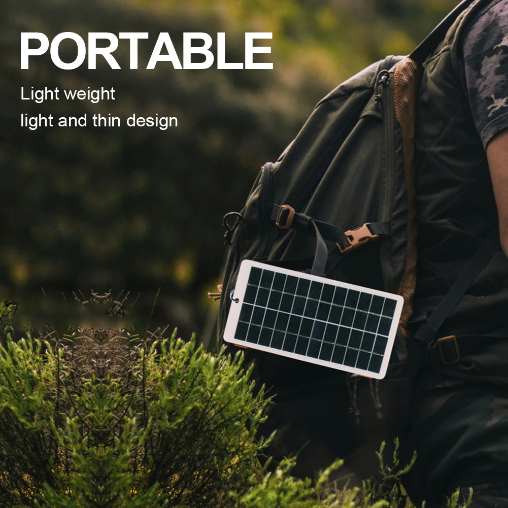 10W Solar Battery Charger with Carabiner 12V Cells Power Bank Polysilicon Solar Power Charger Portable for Outdoor Lamp Pump