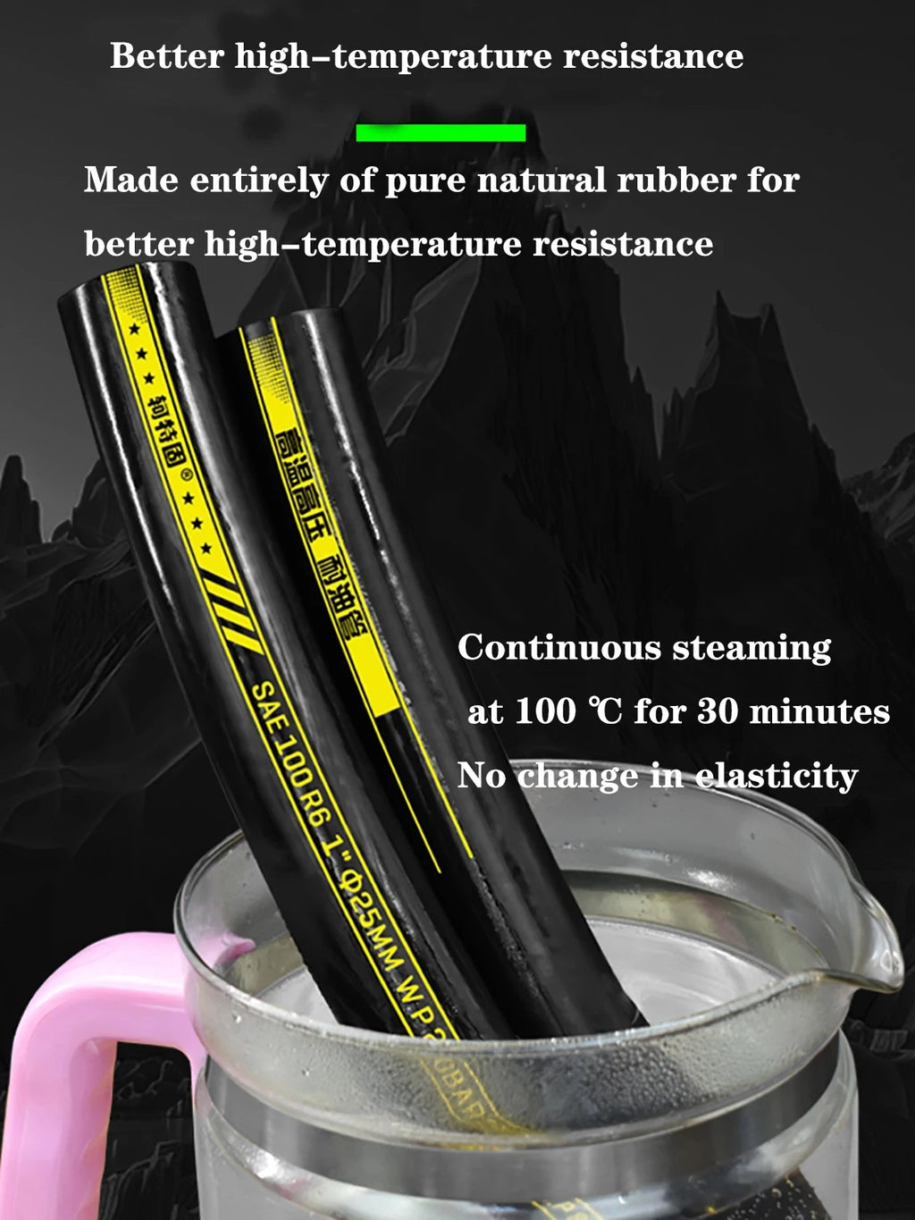 1Meter Fuel Hoses Rubber Hose High-Pressure Hydraulic Steam Water Pipe Diesel Black Rubber Hose Inner Diameter 4/5/6/8mm-38/45mm