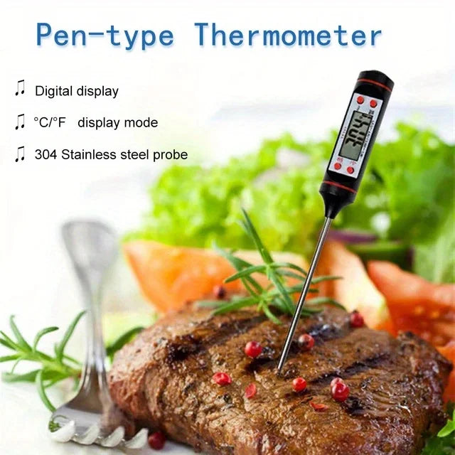 Digital Meat Thermometer with Food Cooking BBQ Probe for Water Milk Oil Oven Temperature Measurement, Digital with 0.1 Accuracy