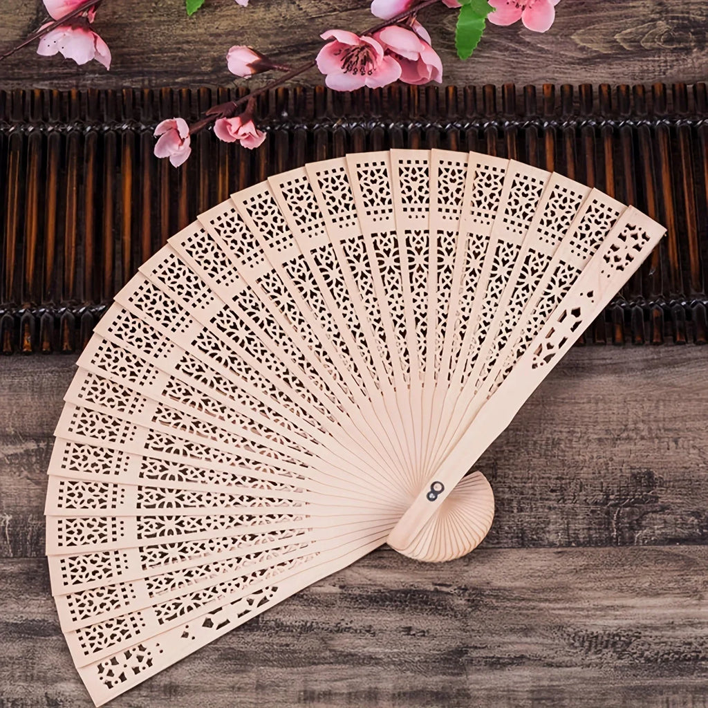 1pc-Elegant Wooden Folding Hand Fan Favored By Fans, Favored By Wedding Parties and Performances