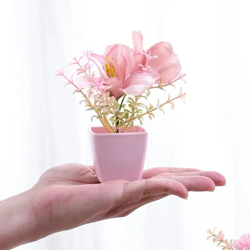 2024 Artificial Flower Potted Plant, Used Year-Round For Home, Bedroom, Study, Office Desktop Shelf Decoration
