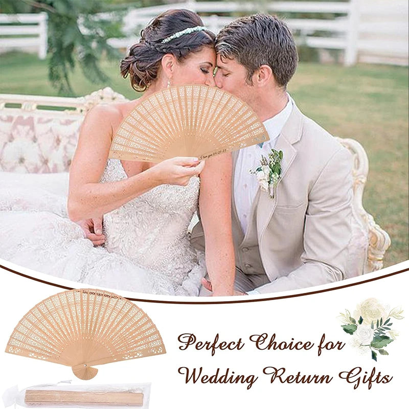 20/60PCS Customized Personalized Wood Folding Hand Wedding Fans Personality bride Fans Gifts For GuestBirthday Baby Party Favor