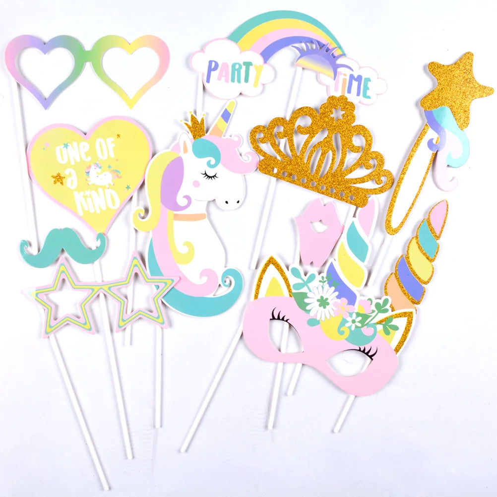 12 Pcs Photo Props Fotobudka Photobooth Wedding Accessories Photomaton Funny Party Unicorn Selfie Birthday Supplies Baby Shower
