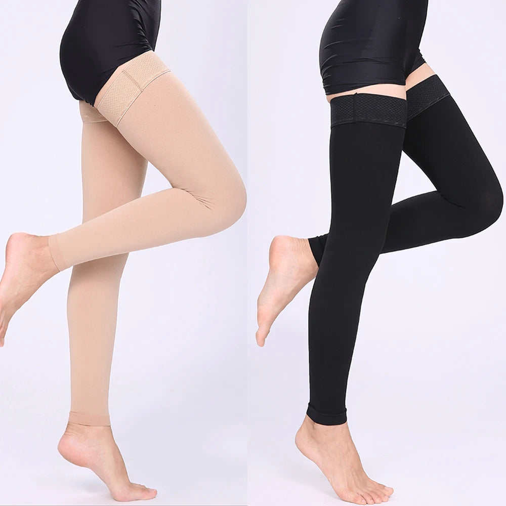 1Pair Thigh High Compression Stockings, Firm Support 20-30 mmHg Gradient Compression Medical Support Varicose Veins Swelling
