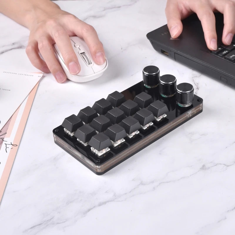 3/5/8/9/10/14/16 Keys Programmable Keyboard Multifunctional USB Mechanical Keyboard One Hand Macro Mechanical Keyboard with Knob