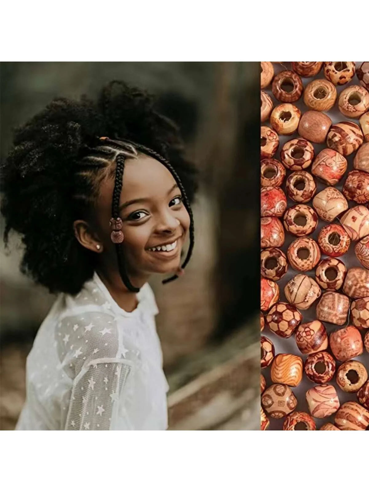 100pcs Wooden Bead DIY Hair Accessory Boho