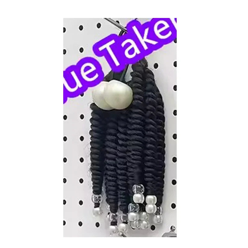 2PCS  Hair 2024 New Little Girls Braided Ponytails with Beads Kids Girls Hair Bow Glitter Shinny Shining with Big Balls Bubbles