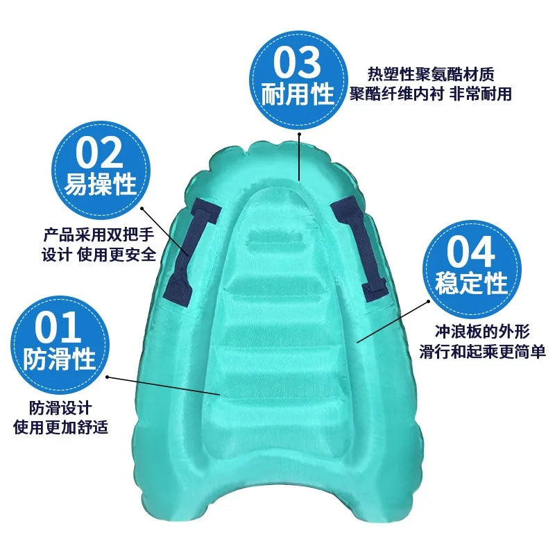 1 Piece of Outdoor Sea Play Thickeneded Kidsren's Surfboard with Handle, Portable and Environmentally Friendly Pvc Water Skiing Board, Foldableable and Portable, Suitable for Swimming Pool Seaside Activities