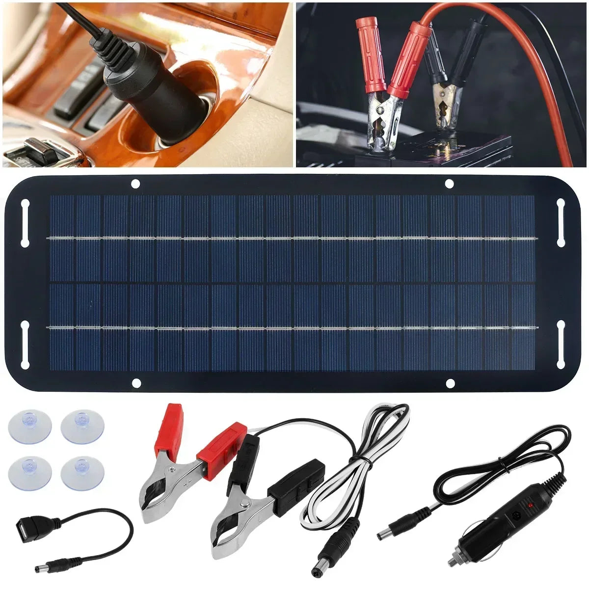 12V Solar Panel Kit IP65 Waterproof Solar Trickle Charger Portable Solar Powered Charger Kit High Efficiency Car Battery Charger