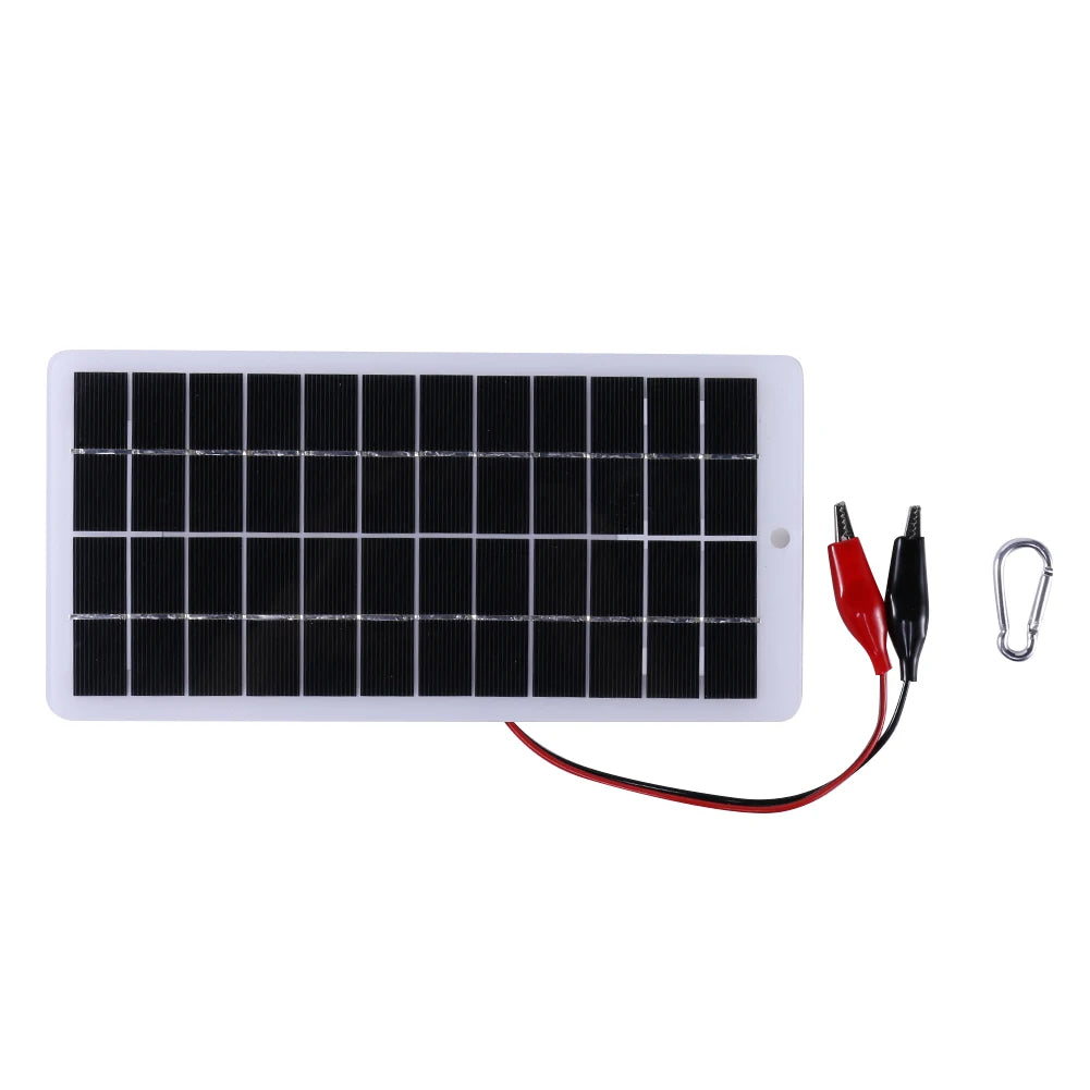 10W Solar Battery Charger with Carabiner 12V Cells Power Bank Polysilicon Solar Power Charger Portable for Outdoor Lamp Pump
