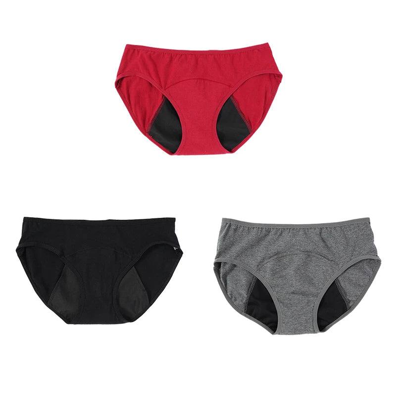 3PCS Menstrual Panties Physiological Pants Women Underwear Period Cotton Absorb Water Quick-dry Briefs Female Lingerie Plus Size