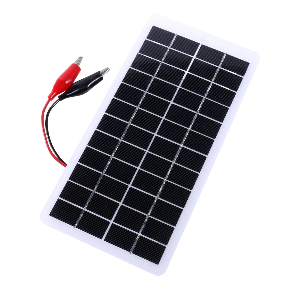 10W Solar Battery Charger with Carabiner 12V Cells Power Bank Polysilicon Solar Power Charger Portable for Outdoor Lamp Pump