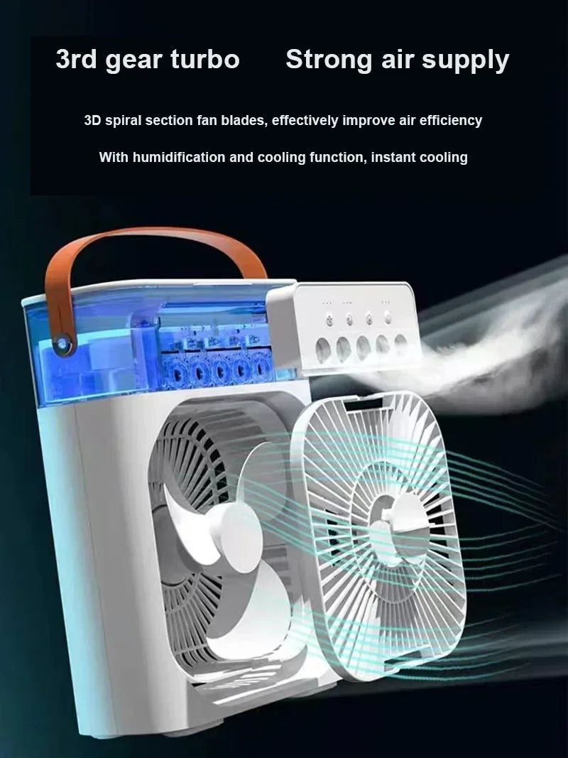 3 In 1 Fan AIr Conditioner Household Small Air Cooler LED Night Light Portable Air Adjustment Fan Office Home Fan New