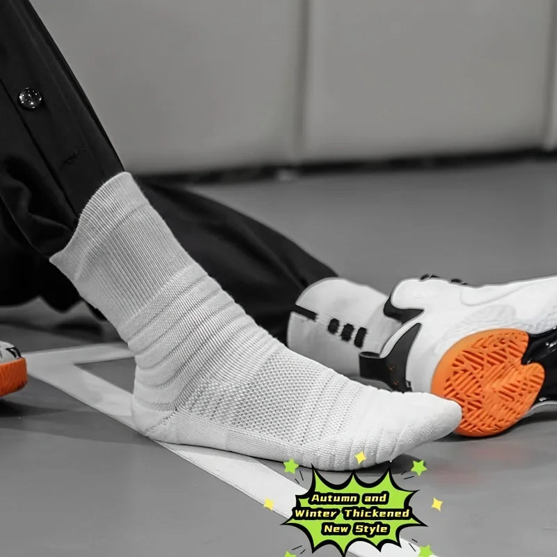 3pairs/Lot Men's Socks Compression Stockings Breathable Basketball Sports Cycling Socks Moisture Wicking High Elastic Tube Socks