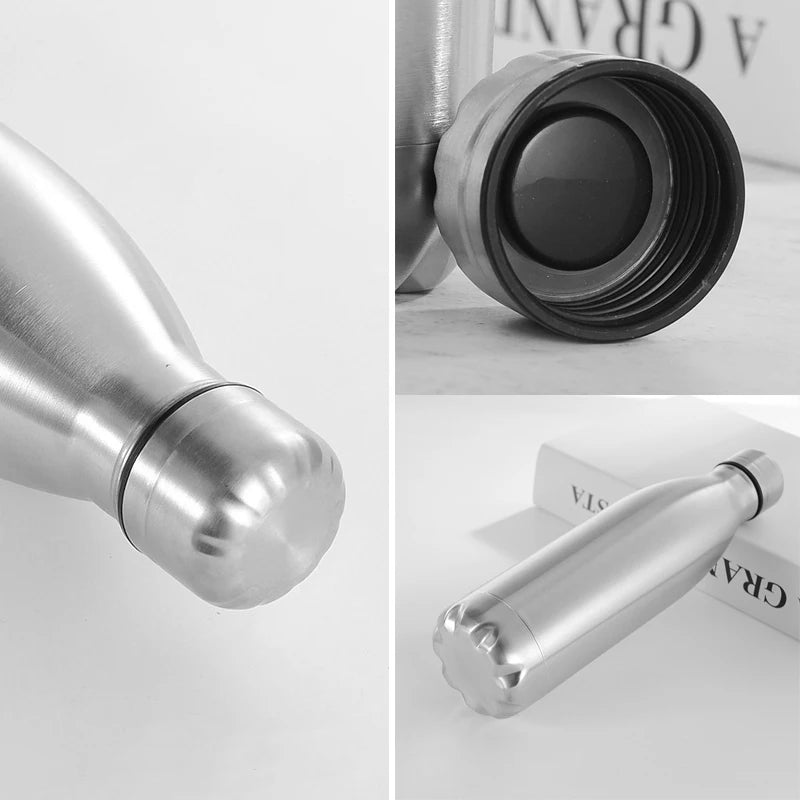 Stainless Steel Water Bottle Cycling Sports Drinking Cup Leakproof Portable Water Bottles Outdoor Camping Hiking Gym Kettle 2024