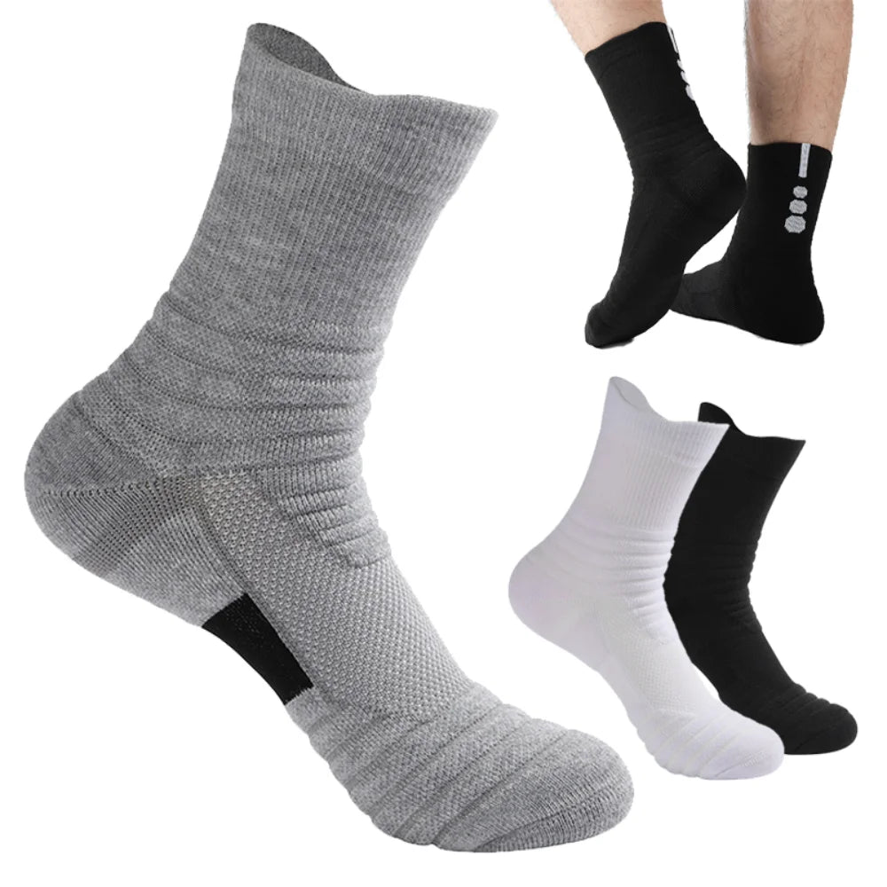 3pairs/Lot Men's Socks Compression Stockings Breathable Basketball Sports Cycling Socks Moisture Wicking High Elastic Tube Socks