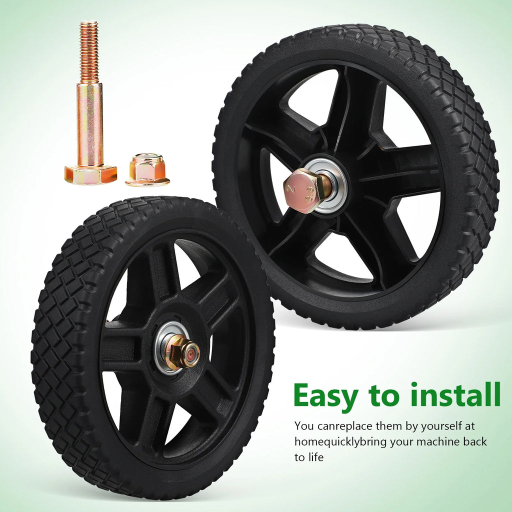 2 Pcs Lawn Mower Wheels 7 Inch Push Mowers Plastic Wheels Smooth Operation Various Terrains Sturdy Material