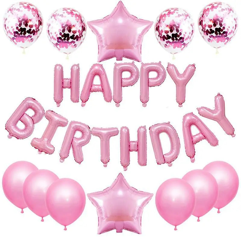 25pcs/set Happy Birthday Balloons Set Foil Letter Balloon Garland Bunting Banners Kids Birthday Party Babay Shower Decoration