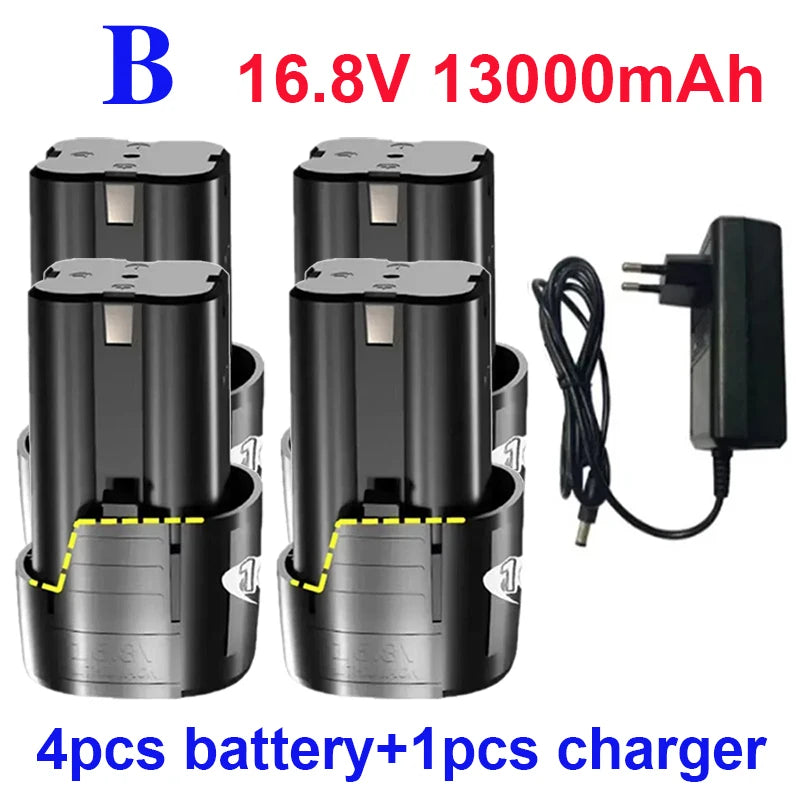 100% New Original 16.8V.13000mAh. Tool. Electric. Battery, rechargeable drill. Screwdriver. Wireless. Electric drill.