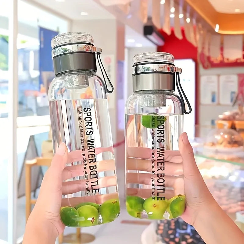 750ml Large Capacity Glass Water Bottle - Transparent, Leakproof, Portable Drinkware for Outdoor, Gym, or Daily Use, Reusable