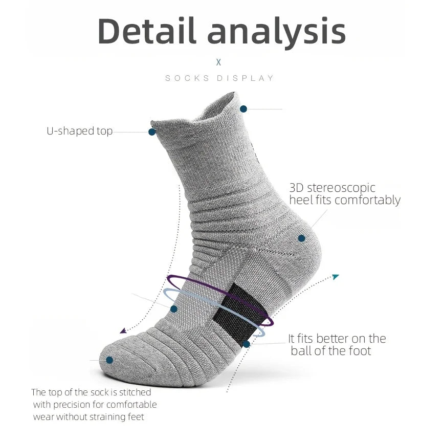 3pairs/Lot Men's Socks Compression Stockings Breathable Basketball Sports Cycling Socks Moisture Wicking High Elastic Tube Socks