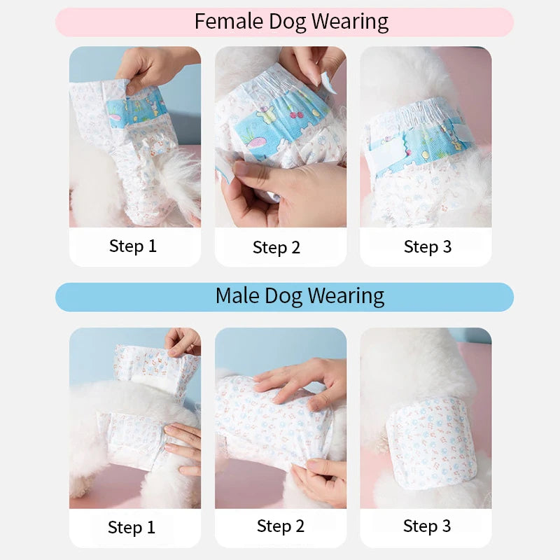 10Pcs Disposable Pet Diapers for Males Females Dogs Absorbent Doggy Disposable Underwear Physiological Pants for Dogs Puppy