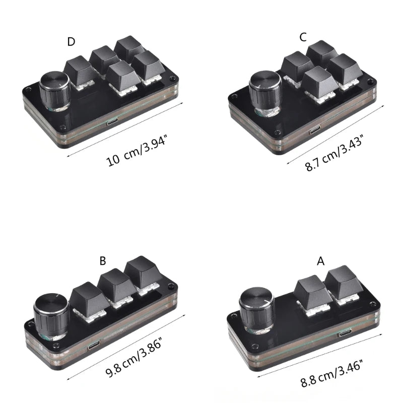 3/5/8/9/10/14/16 Keys Programmable Keyboard Multifunctional USB Mechanical Keyboard One Hand Macro Mechanical Keyboard with Knob