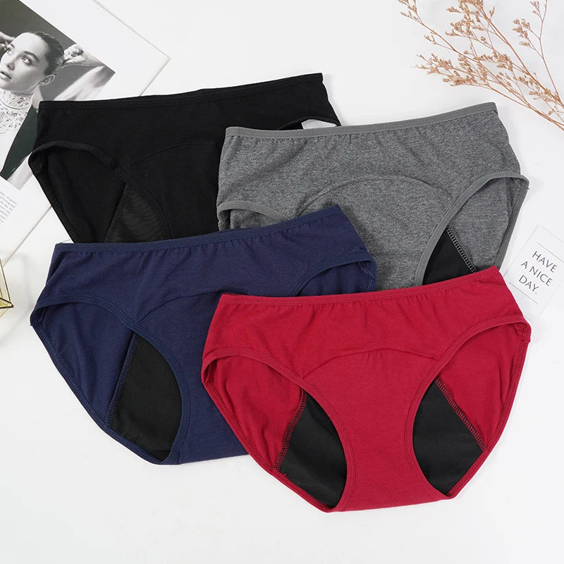 3PCS Menstrual Panties Physiological Pants Women Underwear Period Cotton Absorb Water Quick-dry Briefs Female Lingerie Plus Size