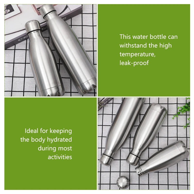 Stainless Steel Water Bottle Cycling Sports Drinking Cup Leakproof Portable Water Bottles Outdoor Camping Hiking Gym Kettle 2024