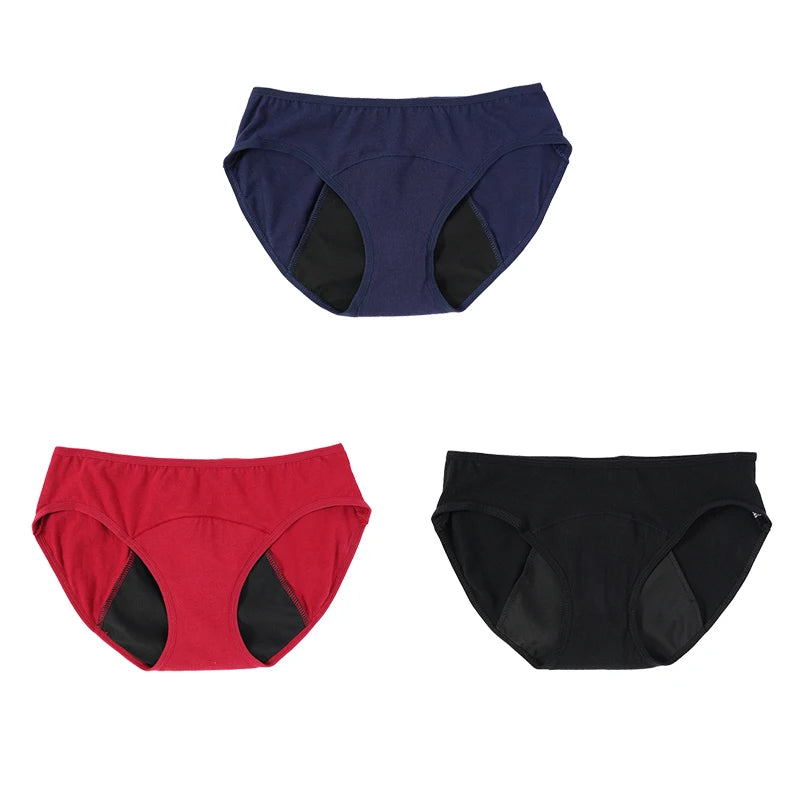 3PCS Menstrual Panties Physiological Pants Women Underwear Period Cotton Absorb Water Quick-dry Briefs Female Lingerie Plus Size