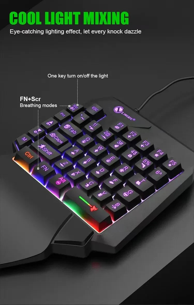 35-Key Single-Handed Mechanical Gaming Keyboard - USB Wired RGB Backlight, Ergonomic Design & Ultra-Slim Portable for Laptop/PC