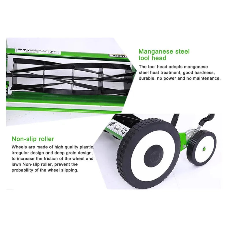 16" Four Wheels Multifunction Lawn Mower Hand Push Pruning Machine Garden Trimming Equipment Small Gardening Tools & Accesorries