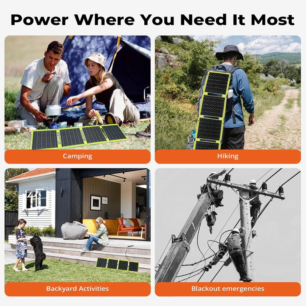 2000W portable solar charger 5V 12V flexible Solar panel plate battery USB A C DC  21W/30W/60W/80W power bank For camping