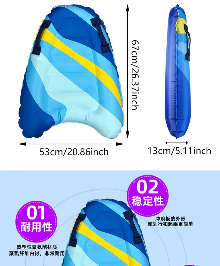 1 Piece of Outdoor Sea Play Thickeneded Kidsren's Surfboard with Handle, Portable and Environmentally Friendly Pvc Water Skiing Board, Foldableable and Portable, Suitable for Swimming Pool Seaside Activities