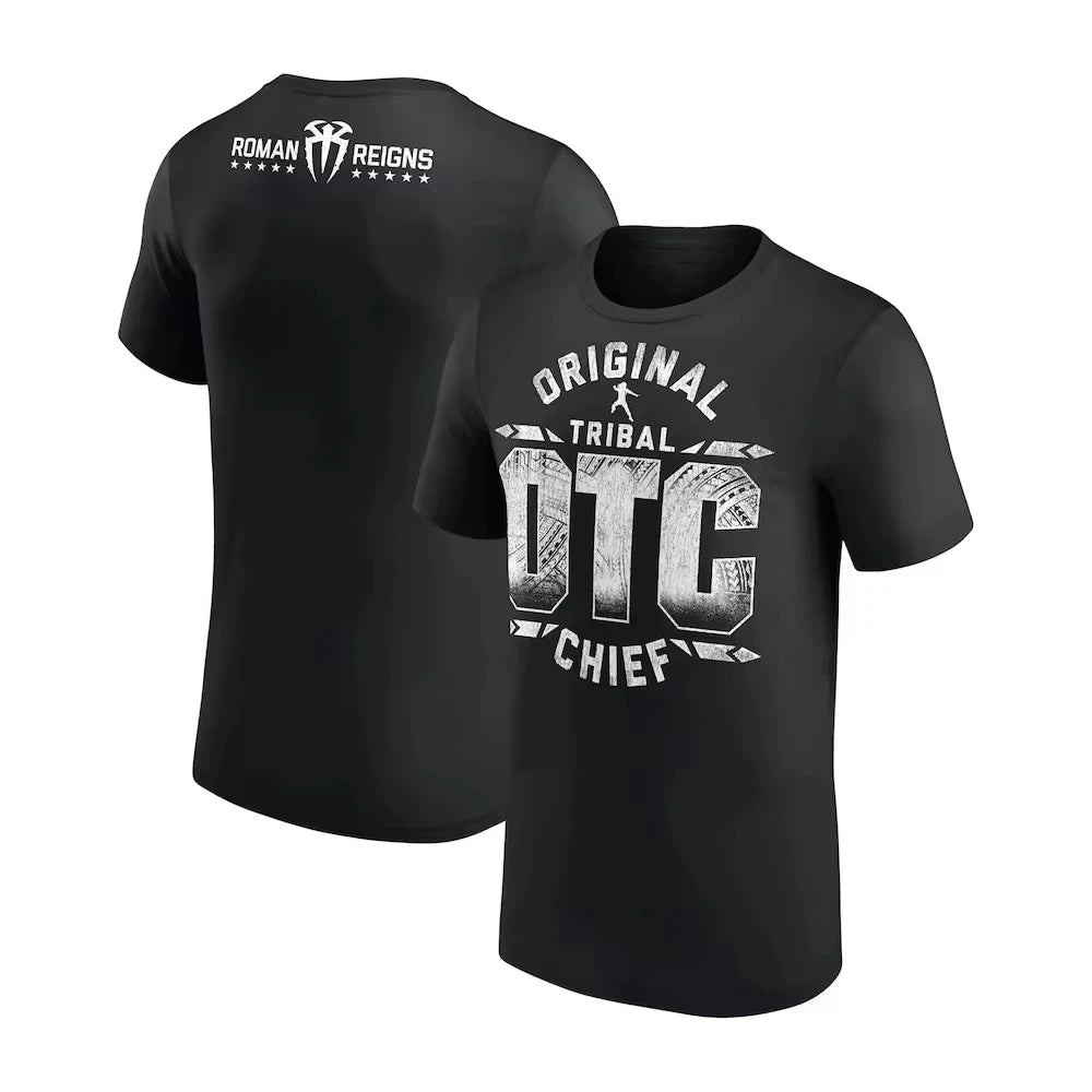 2025 New Men's Roman Reigns OTC 10-Star Print Cotton Tshirt Summer Sports WWE CM Punk Wrestler Tees Short Sleeve Oversized Tops