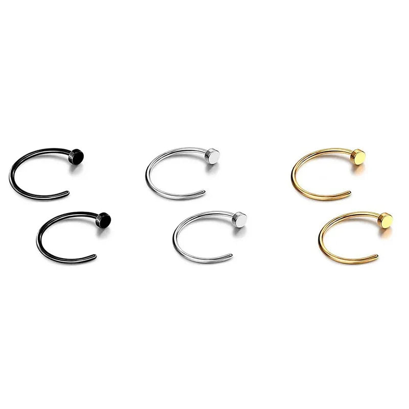 2/6Pcs Fake Nose Rings for Women, 316L Stainless Steel Lip Rings Labret Ring Nostril Hoop Piercing Studs Nose Piercing Jewelry