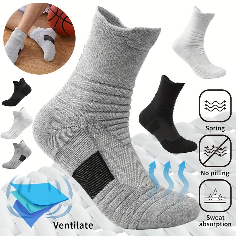3pairs/Lot Men's Socks Compression Stockings Breathable Basketball Sports Cycling Socks Moisture Wicking High Elastic Tube Socks