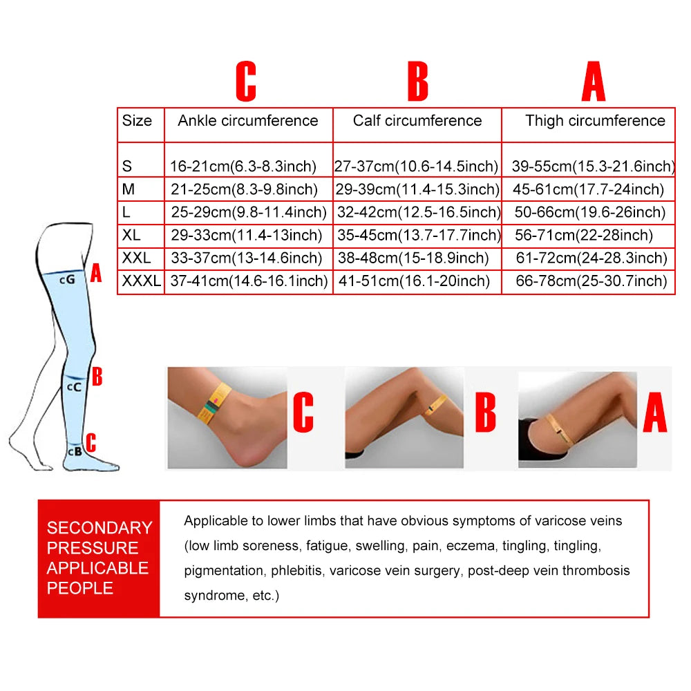 1Pair Thigh High Compression Stockings, Firm Support 20-30 mmHg Gradient Compression Medical Support Varicose Veins Swelling